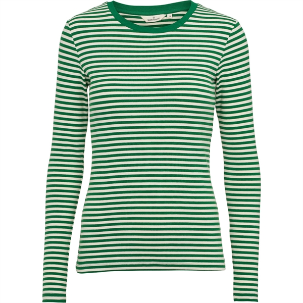 Basic Apparel Ludmilla LS Tee - Abundant green / whisper white